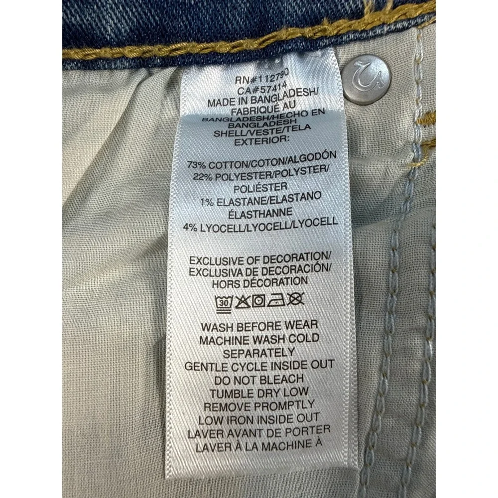 True Religion Jeans Mens 32x34 Ricky Blue Straight Leg Signature Stitch NEW